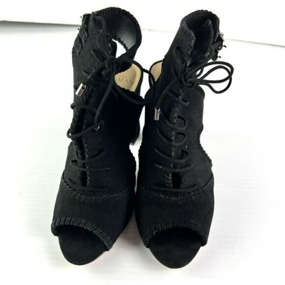 ALEXANDRE BIRMAN Booties womens size 7 Black Suede Lace-Up Open Toe Sandals - Picture 4 of 13